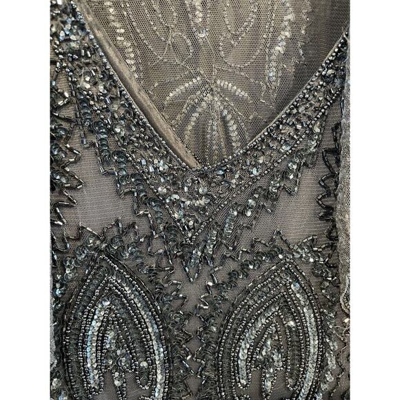 Pisarro Nights Beaded Formal Gown Women’s Sz 8 Medium Dark Grey Event Wedding - Picture 5 of 7